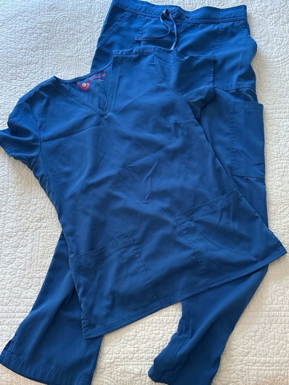 Urbane Women's Royal Blue Scrub Top & Drawstring Jogger Pants